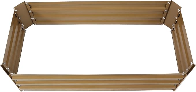 Sunnydaze Galvanized Raised Garden Bed Kit - 4x2x1 ft Outdoor Raised Garden Bed - Metal Planter Box for Vegetables, Flowers, Herbs - Brown - 4' x 2' Rectangle