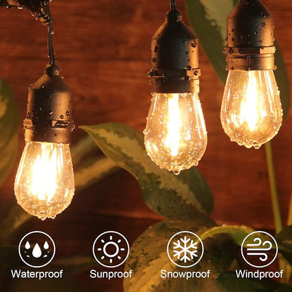 BRIMAX 12FT Outdoor String Lights with 5 LED Edison Bulbs 2W Shatterproof | Commercial Grade Waterproof Outside Light 2700K Warm White for Bistro Gazebos Porch Patio Garden