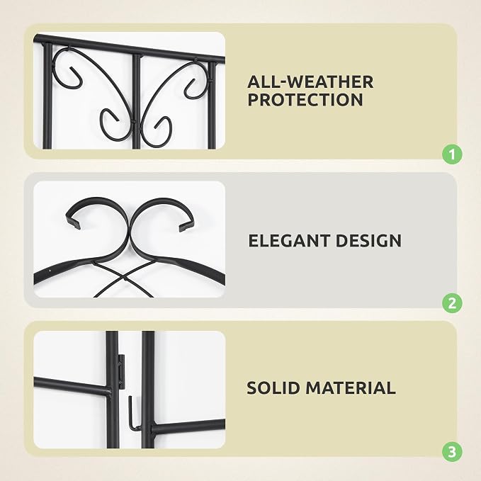 4-Pack 87" x 20" Butterfly Arch Black Metal Garden Trellises | Four rust-resistant metal trellises with butterfly arches, scrollwork, stakes, and support for roses, vines, or vegetables