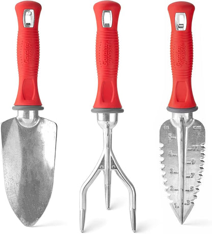 Garden Weasel 3-Piece Hand Tool Combo Set | Trowel, Transplanter and Cultivator | Heavy Duty Lawn and Garden Set, Digging, Planting, and Weeding | 91370