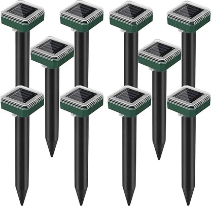 Mole Repellent Solar Powered, Snake Vole Repellent Outdoor Waterproof,Upgraded Ultrasonic Deterrent Groundhog Squirrel Gopher Deer and Chipmunk for Garden Lawns & Yard,10 Pack
