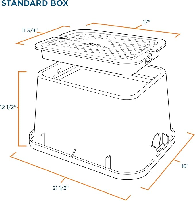 Orbit 53212 12" Standard Rectangular Sprinkler Valve Box, Black with Green Lid