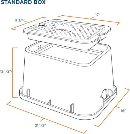 Orbit 53212 12" Standard Rectangular Sprinkler Valve Box, Black with Green Lid