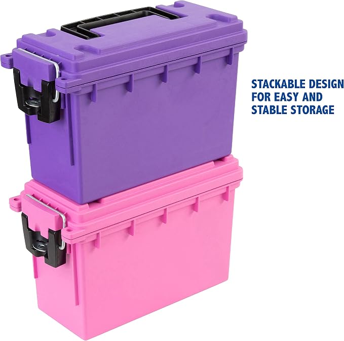 Sheffield Ammo Box Made in USA, Stackable Lockable Ammo Storage Box, Purple | Lockable Storage Box, Water and Dust Resistant Dry Box, Secures Hunting Gear, Gun Accessories, Supplies, and Bullets