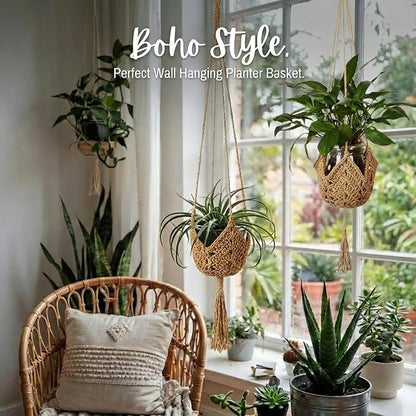 Shappy 2 Pack Boho Macrame Plant Hanger, Large Hanging Planter Plant Holder Pot Hanger Hanging Basket Wall Planters, Plants Lover Gift for Indoor Garden (Classic,Brown)