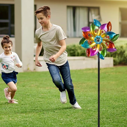 DREAMYSOUL Metal Wind Spinners Outdoor, 63" Kinetic Wind Spinners Colorful Wind Sculpture Yard Art for Garden Patio Lawn Decor