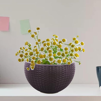 Vencer 11 Inch Round Resin Rattan Hanging Planters,Coffee,VF-A15-C | Self Watering,Drain Hole,Metal Chain,Water Indicator,Indoor Outdoor