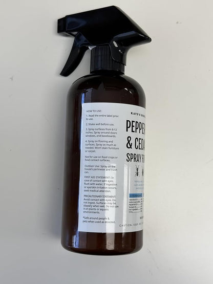 Kate's Home & Garden Peppermint Oil Spray for Bugs, Ants, Insects, Spiders, Roaches, Stink Bug. Pesticide and Insecticide Indoor Repellent Pest Control with Cedar Oil (16oz, Natural, Non Toxic)