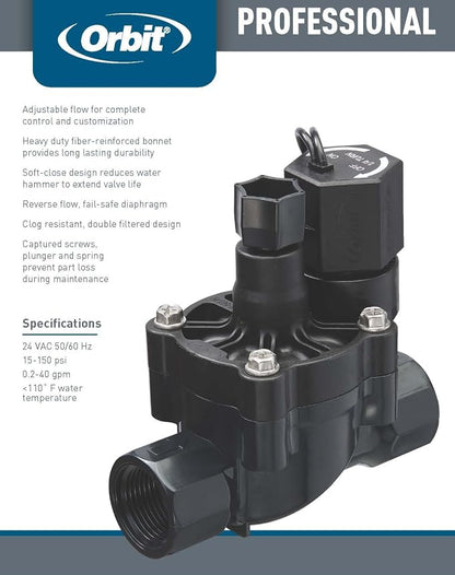Orbit Pro 3/4" FPT L-Series Automatic Inline Sprinkler Valve with Flow Control - 57290