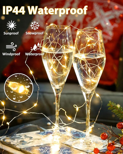 8 Pack 60 LED Fairy Lights Battery Operated with Remote, 8 Modes String Lights Indoor Outdoor, Cuttable Battery Light for Home Bedroom Wedding DIY Centerpiece Christmas Decorations (Warm White)