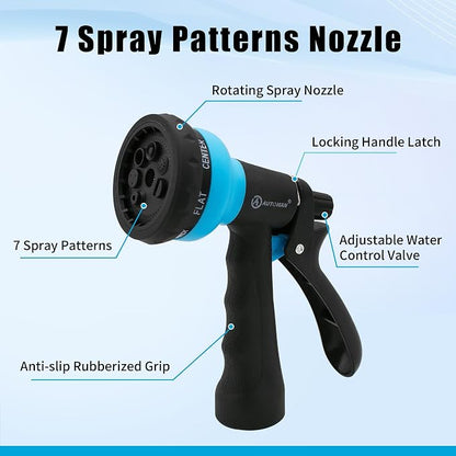 AUTOMAN Coil Garden Hose 15 ft, EVA Curly Water Hose with Brass Connectors, Recoil Garden Water Hose,Includes 7-Pattern Function Sprayer,Retractable,Corrosion Resistant Garden Coil Hose.