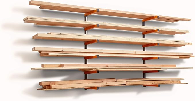 Bora Wood Organizer and Lumber Storage Metal Rack with 6-Level Wall Mount – Indoor and Outdoor Use & Milescraft 3406 GrabberPRO - Push block for Table Saws, Router Tables, Band Saws & Jointers