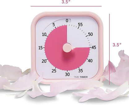 TIME TIMER MOD – 60-Minute Visual Timer, Homeschool Supplies Study Tool, Timer for Office and Meetings with Silent Operation (Peony Pink)