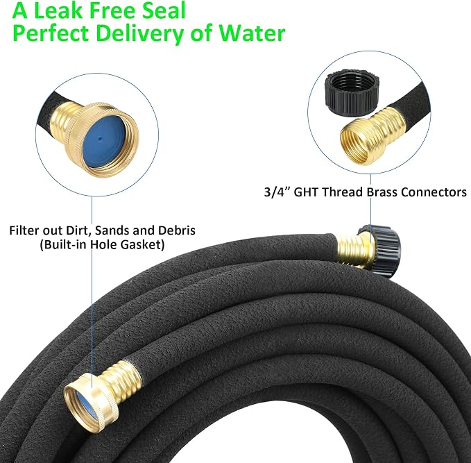 STYDDI Soaker Hose, 1/2" x 100 FT Round Rubber Garden Soaker Hose, Heavy Duty Water Seeper Soaker Hoses for Foundation Watering, Garden Beds, Garden, Lawn and Plants