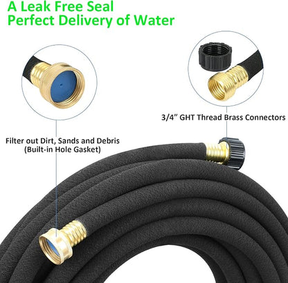 STYDDI Soaker Hose, 1/2" x 50 FT Round Rubber Garden Soaker Hose, Heavy Duty Water Seeper Soaker Hoses for Foundation Watering, Garden Beds, Garden, Lawn and Plants