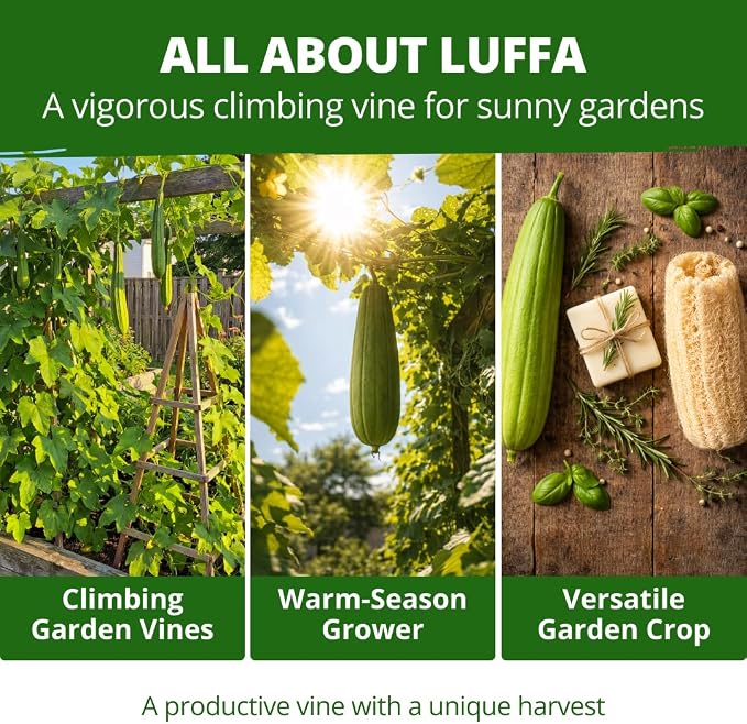HOME GROWN Luffa Seeds 40 Heirloom Non-GMO Loofah Gourd Seeds for Planting, High Germination, Grow Your Own Natural Bath Sponges, Edible Vining Vegetable Garden, Harvest Young Gourd (Luffa aegyptiaca)