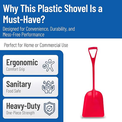 SPARTA Polypropylene Sanitary Shovel, One-Piece Food Handling Scoop, Commercial Kitchen and Bulk Ingredient Transfer Tool, 13.75" x 16.5" Scoop, Red (Pack of 3)