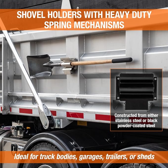 Buyers Products SH675 Hand Tool Rack Holder for Enclosed Municipal Landscaping or Dump Truck Trailers & Garage or Shed Walls, Holds Hand Tools Great for Shovels, Rakes, Hoes, Heavy Duty Steel, Black