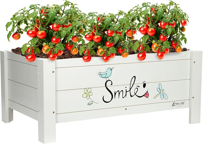 Raised Garden Bed for Kids - 30”L*18”W*13”H Elevated Wooden Planter Box Stand, Backyard, Patio, Balcony w/Bed Liner, 180lb Capacity (Green)