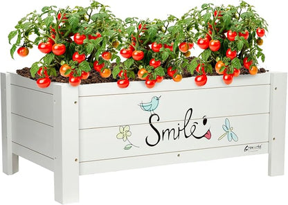 Raised Garden Bed for Kids - 30”L*18”W*13”H Elevated Wooden Planter Box Stand, Backyard, Patio, Balcony w/Bed Liner, 180lb Capacity (Green)