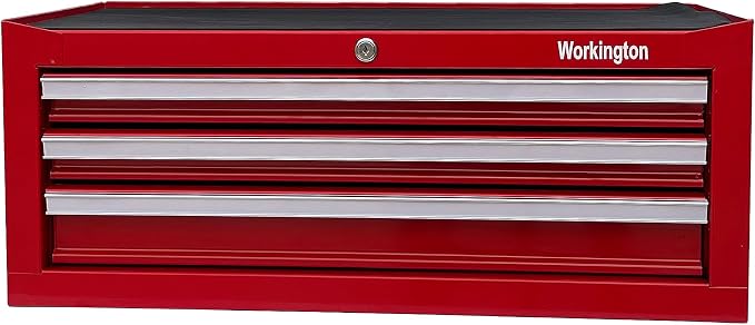 Workington Industrial 3 Drawers Portable Metal Intermediate Box, 26" Middle Tool Chest Cabinet with Ball Bearing Drawer Slides, Steel Tool Storage Box Organizer 4009 Red