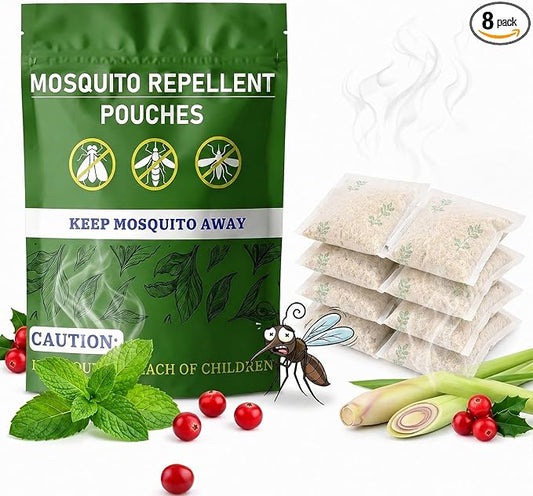 Natural Mosquito Repellent Outdoor Patio, Indoor & Outdoor Use, Mosquito Repellent Sachets for Yard, Patio, Camping & Travel, 60-Day Mosquito Control, Child&Pets Friendly- 8 Pack