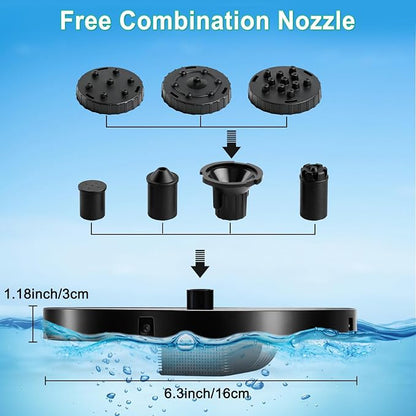 Solar Fountain for Bird Bath, 3.5W Floating Solar Water Fountain with 6 Spray Nozzles & 4 Fixing Rods, Upgraded Solar Water Fountain for Garden, Patio, Pond, Pool and Outdoor Water Features