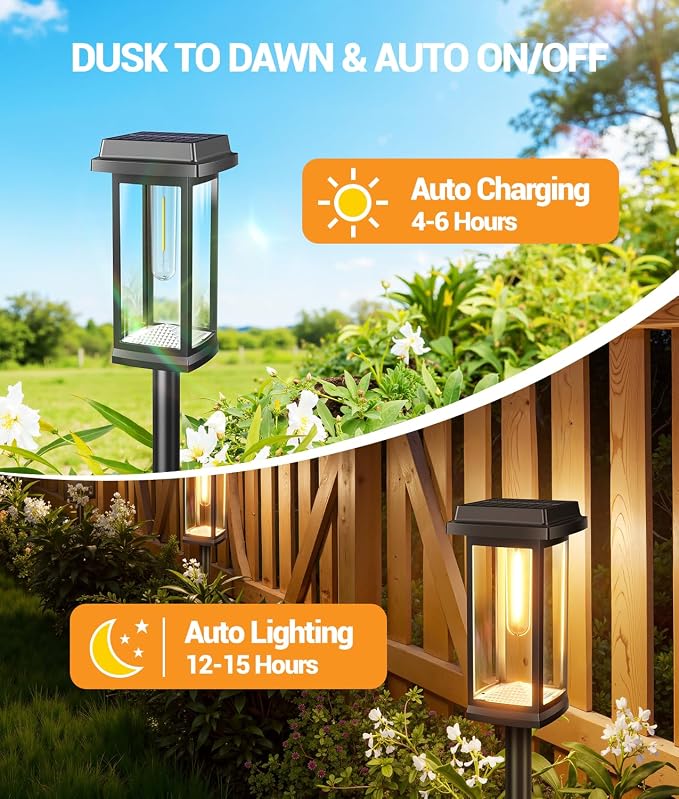 Solar Pathway Lights Outdoor, 12 Pack Upgraded Solar Garden Lights Solar Powered, Solar Lights Outdoor Waterproof IP65, 15 Hours Outdoor Solar Lights for Yard Patio Landscape Walkway Driveway Decor