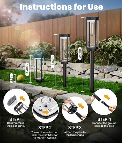 ALFIOT Solar Pathway Lights Outdoor Solar Lights Outdoor, IP65 Waterproof Auto On/Off Solar Garden Lights Solar Powered Landscape Lighting for Yard Walkway Driveway Pathway (Warm White, 6pack)