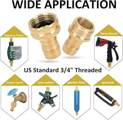 STYDDI Garden Hose Repair Connector Fitting, Aluminum Mender Female and Male Hose End Connector with Zinc Clamp, Fit 5/8-Inch and 3/4-Inch Garden Hose, 3 Sets