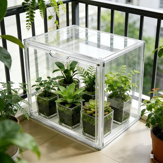 Mini Greenhouse for Indoor, Clear Stackable Green House with Magnetic Waterproof Door for Small Plants