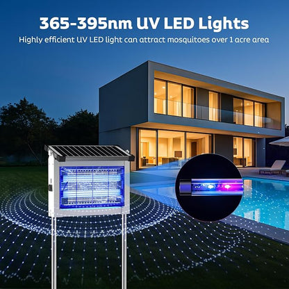 OnBeam Solar Bug Zapper Outdoor, 4500V Mosquito Zapper Fly Trap for Patio | 10W Solar Panel, IPX5 Waterproof, Auto Mode, Solar Powered, USB C Charging, Electric Rechargeable Mosquito Killer for Garden