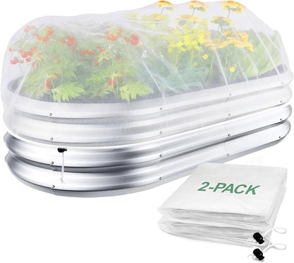 2 Pack Garden Netting for 8x4FT Raised Beds, Ultra-Fine Mesh Plant Covers with Drawstring, Bird, Pest & Small Animal Barrier for Vegetables, Fruits & Flowers