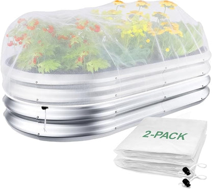 2 Pack Garden Netting for 4x2FT Raised Beds, Ultra-Fine Mesh Plant Covers with Drawstring, Bird, Pest & Small Animal Barrier for Vegetables, Fruits & Flowers