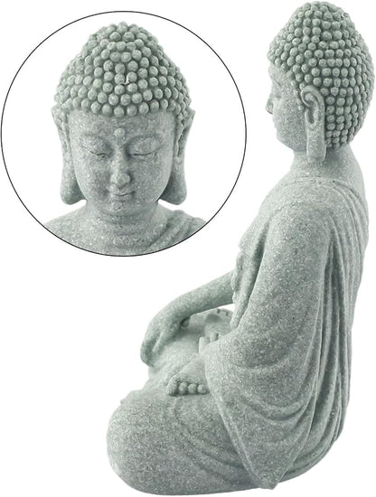 FABULETTA Resin Buddha Statue, Sandstone Texture Zen Garden Decor, Stable Outdoor Indoor Lawn Ornament for Pond Plant(B)