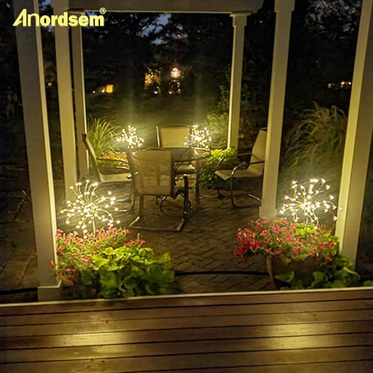 Anordsem Solar Lights Outdoor Waterproof: Garden Light Solar Powered for Yard Outside - Sparkler Fireworks Twinkle Lighting Path Decor 6 Pack - LED Starburst Gardening Gifts for Women Mom Wife