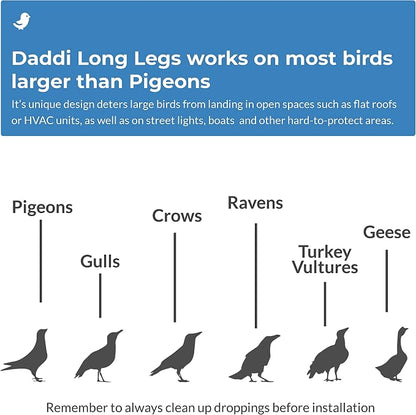 Bird Barrier Daddi Long Legs - 6 Ft | Scare Birds Away with Innovative Bird Spider Design | Bird Deterrent for Outside | Easy Installation on Roofs, Boats & HVAC Units | Durable Stainless Made in USA