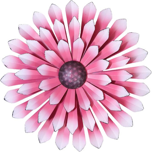 AHYS Metal Flowers Wall Decor Indoor Outdoor Metal Wall Art for Farmhouse Home Living Room Bedroom Bathroom Garden Decor – Pink