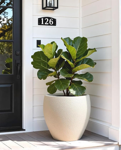 homenote Flower Pots 14.5 Inch,Large Plant Pots Indoor with Drainage,Plastic Pots for Plants,Garden Pots for Outdoor,Large Planters for Indoor Plants,Big Plastic Planter,White