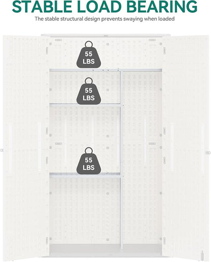 YITAHOME 60 cuft Vertical Outdoor Storage Shed with Shelf, Large Waterproof Storage Cabinet for Garden Shed, Tall Outdoor Storage Shed for Garage, Pool Storage, Resin, Lockable, Dark Gray