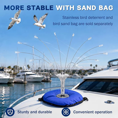 Buzzlett Stainless Steel Bird Deterrent with PVC Base for Outdoors, Boats, Docks and HVAC - Efficient Bird Repellent for Birds, Deters Seagulls and Other Birds from Landing- 2ft