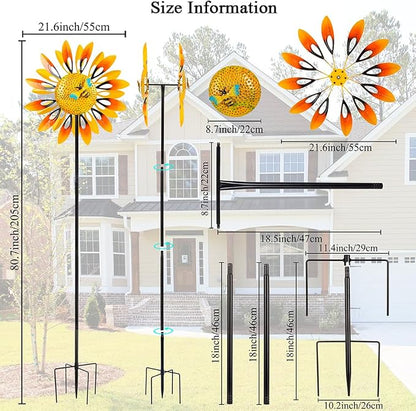 Stargarden Sunflower Wind Spinners, Large Metal Wind Sculptures | Windmill ,Yard Art,Sunflower Decor, for Yard and Garden
