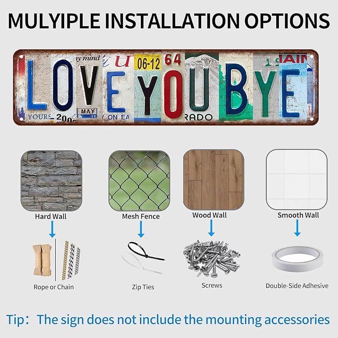 Love You Bye Sign Vintage Metal Tin Signs Love You Bye Sign Above Door Street Signs For Home Bar Coffee Wall Deco 4x 16 Inches