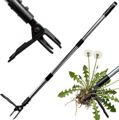 Weed Puller Tool, Heavy Duty Stand Up Weeder Tool with Long Stainless Steel Handle & 4-Claw Steel Head, Weeding Tool with Adjustable Handle, Easily Remove Weeds Without Bending, Pulling or Kneeling