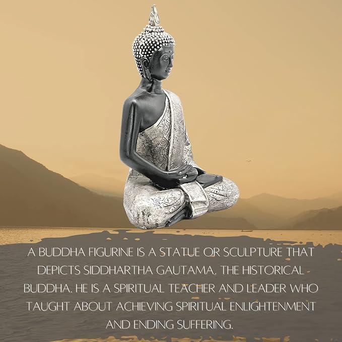 Bellaa Buddha Statue Zen Home Decor Mindfulness Meditation Sculpture Peace Harmony Dhyana Mudra Sitting Blessing Altar Figurine Black 23293