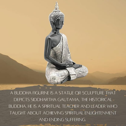 Bellaa Buddha Statue Zen Home Decor Mindfulness Meditation Sculpture Peace Harmony Dhyana Mudra Sitting Blessing Altar Figurine Black 23293