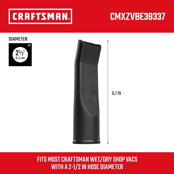 CRAFTSMAN CMXZVBE38337 2-1/2 in. LED Lighted Car Nozzle Vacuum Attachment | Industrial-Grade Shop Vacuum Accessory for Illuminating Dark Areas While Cleaning, Fits 2-1/2 in. Hose Diameter