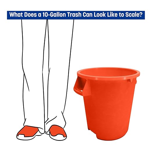 SPARTA Bronco Waste Container Trash Container, Round Trash Bin for Disposal, 10 Gallons, Orange