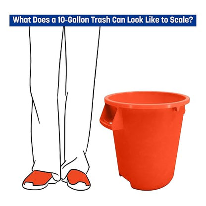 SPARTA Bronco Waste Container Trash Container, Round Trash Bin for Disposal, 10 Gallons, Orange