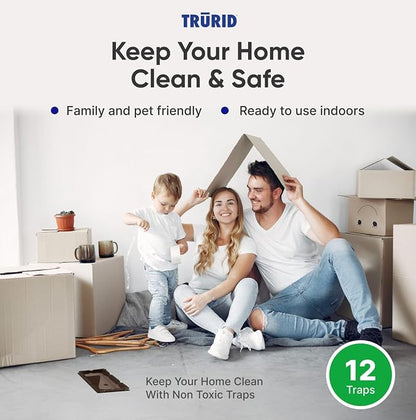 Mouse Traps and Rat Trap - 12 Pack Glue Mouse Traps Indoor for Home, Pre-Baited Strong Adhesive Boards, Safe Pest Control, Effective Trampas para Ratones